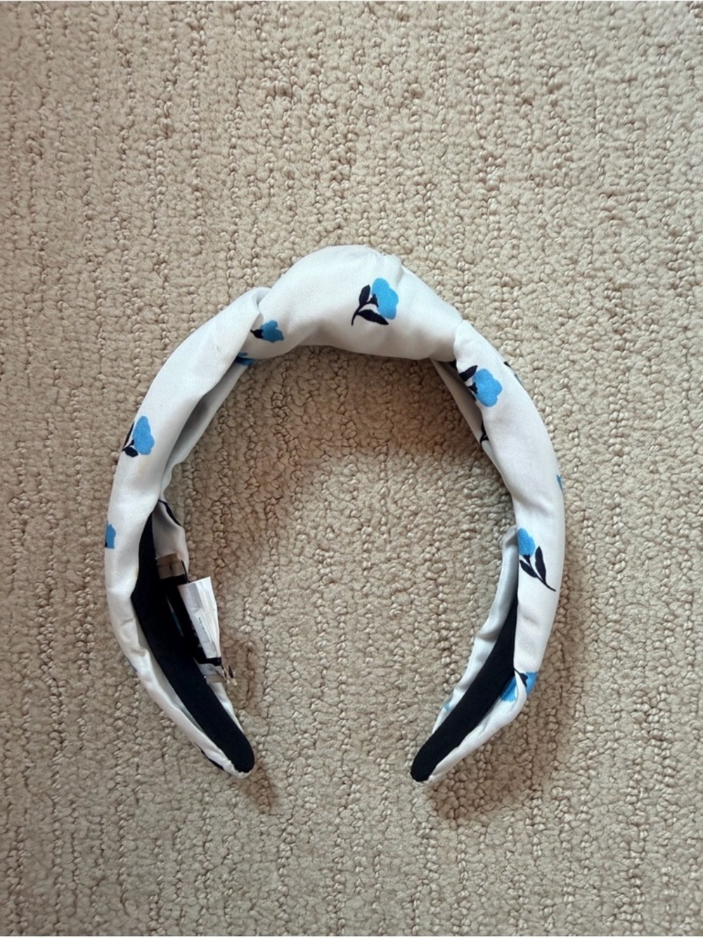 White Headband with Blue Floral Print - Kids Accessories